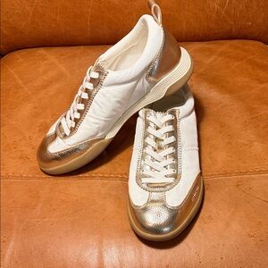 Anne Klein White and Gold Sneakers